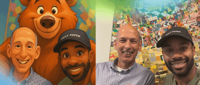 OKB-adviseur Toin (links) en ondernemer Robert (rechts) in Disney stijl